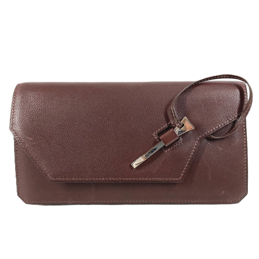 エルメス HERMES エンベロープ カバン フラップ ポーチ セカンドバッグ クラッチバッグ レザー ブラウン