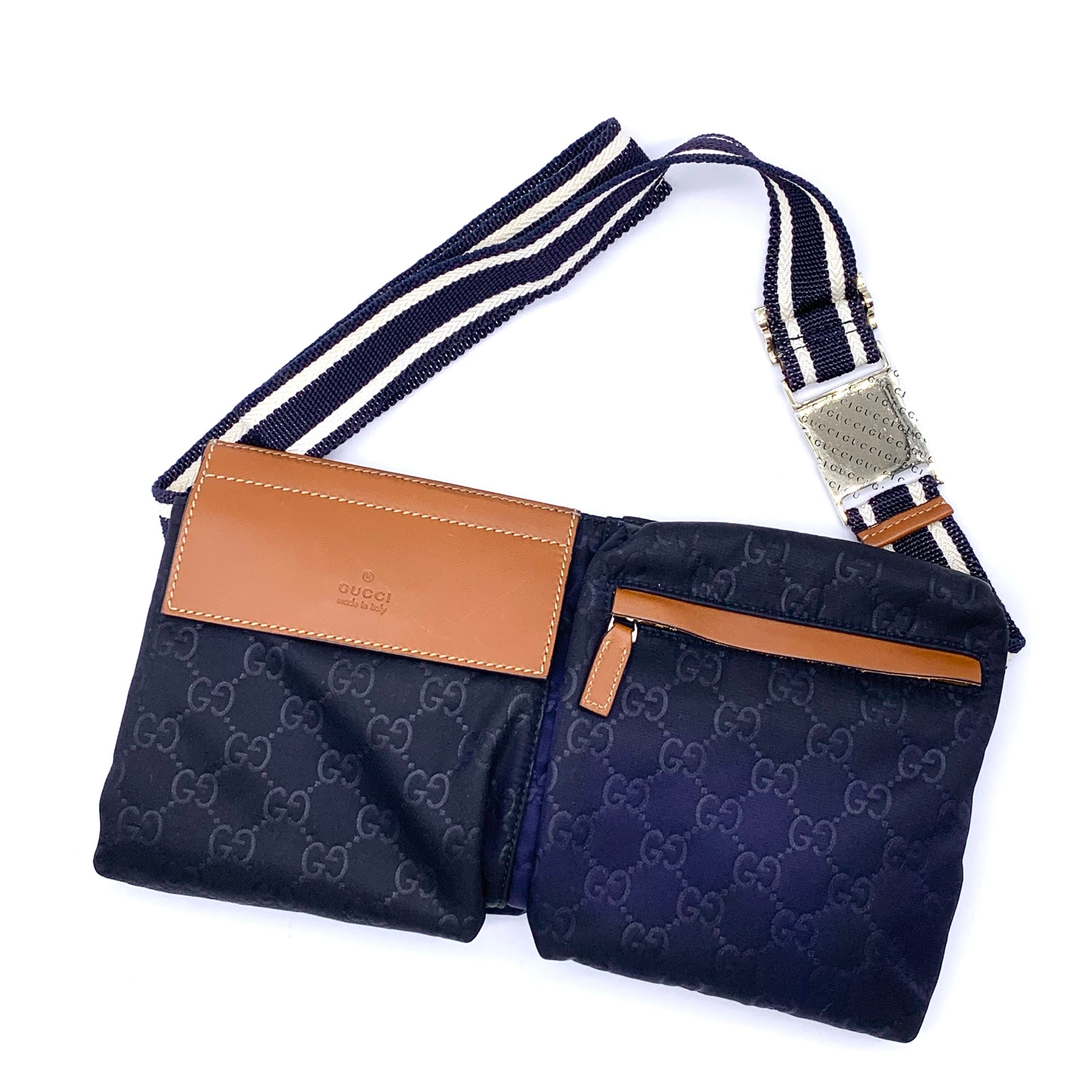 GUCCI GG Canvas Waist Pouch Navy