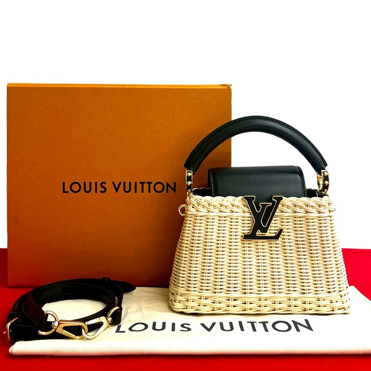 LOUIS VUITTON ルイヴィトン カプシーヌ MINI ラタン レザー ショルダーバッグ ブラック
 18298