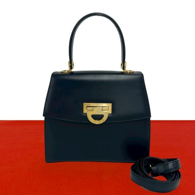 CELINE セリーヌ ロゴ 金具 カーフ ショルダーバッグ ネイビー
118-1