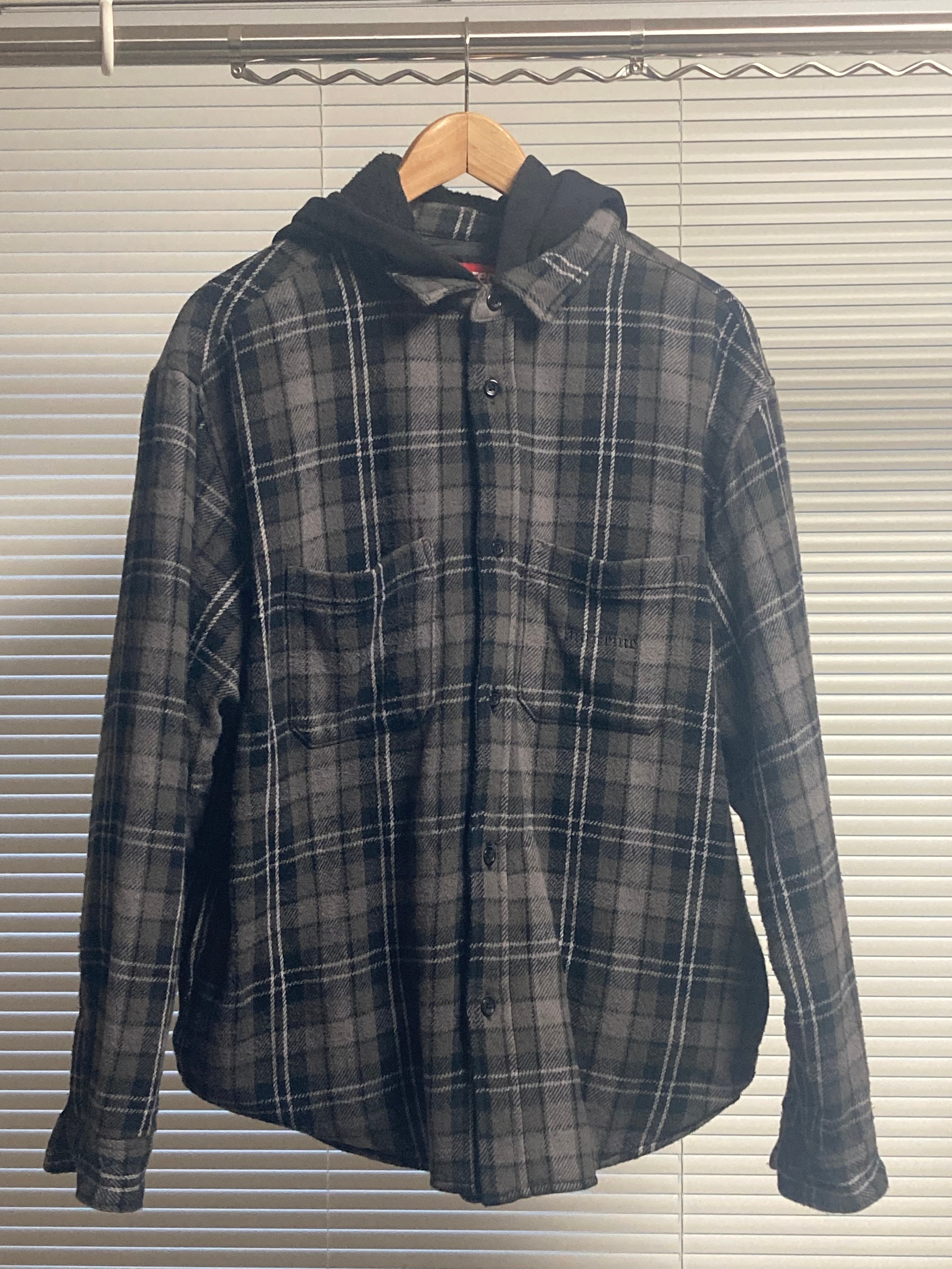 Supreme Tartan Flannel Hooded Shirt "Black"