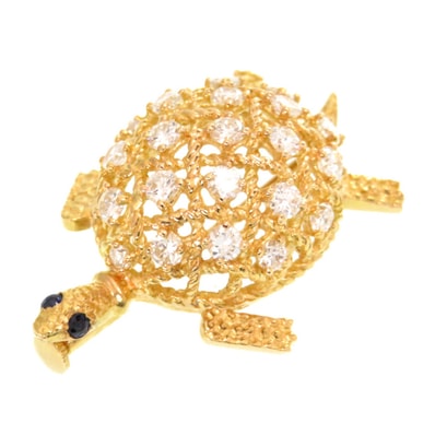 カルティエ タートル ブローチ K18イエローゴールド ダイ