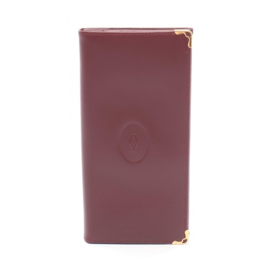 カルティエ CARTIER マストライン 二つ折り長財布 財布 レザー レディース ボルドー系 【中古】