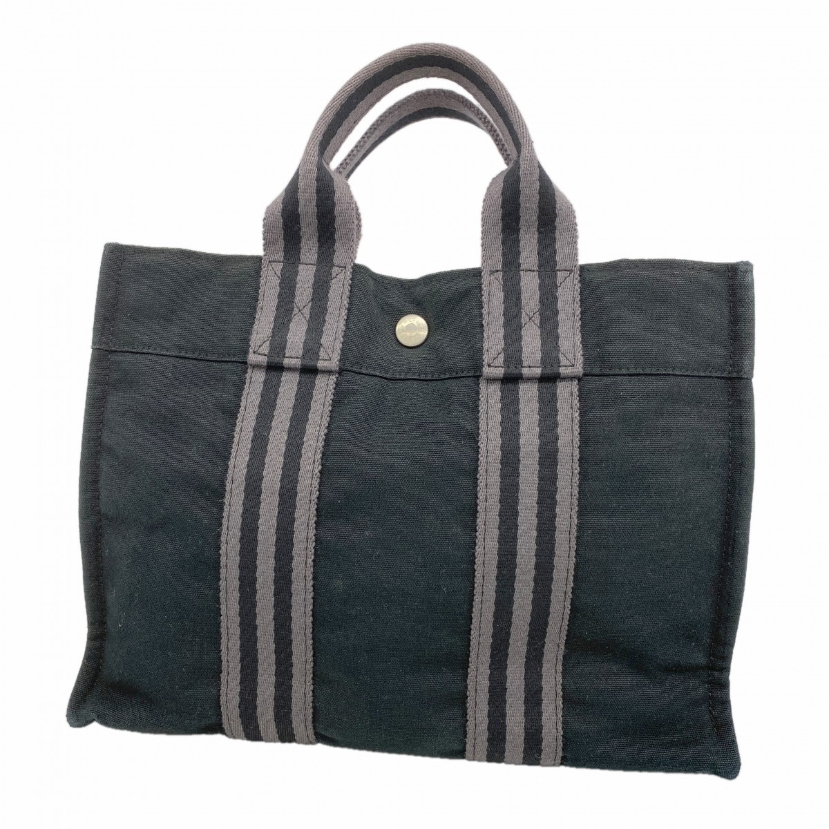 ★最終価格【6fa0263-k】エルメス トートバッグ フールトゥPM キャンバス ブラック シルバー金具【中古】メンズ レディース ユニセックス