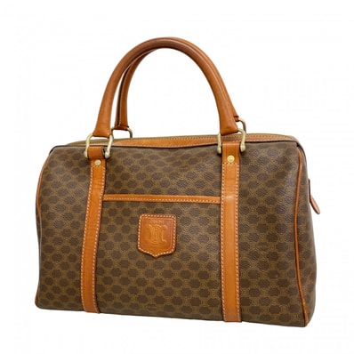 【6dc3921】セリーヌ ハンドバッグ マカダム PVC ブラウン ゴールド金具【中古】レディース