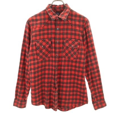 GAP ギャップ 長袖 フランネル ウエスタンシャツ S レッド