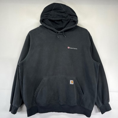 古着 カーハート Carhartt パーカー 大きいサイズ プルオーバー ワンポイントロゴ刺繍 トレーナー 2XL ブラック メンズ