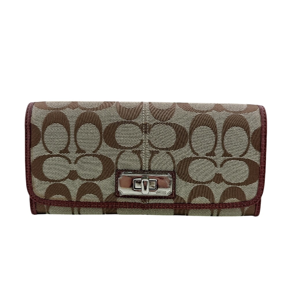 コーチ COACH 長財布 シグネチャー ターンロック ブラウン