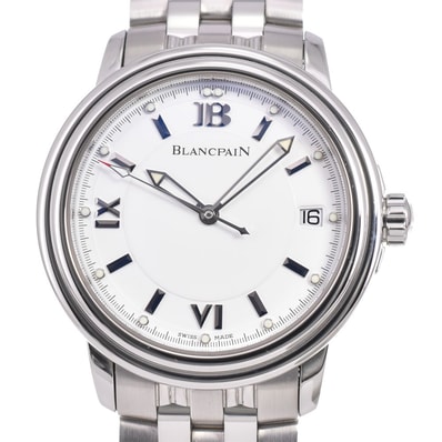 ブランパン Blancpain 2100-1127-11 レマン ウルトラスリム ホワイト 自動巻き メンズ 美品 腕時計 G#147235