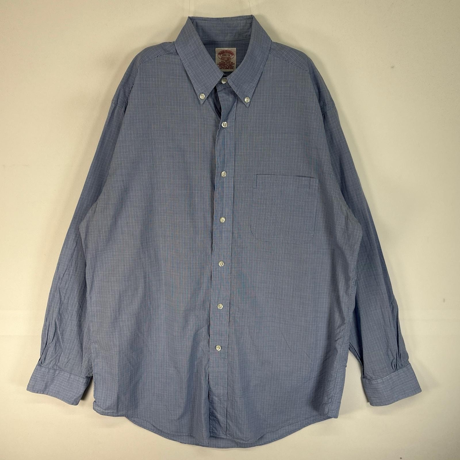 古着 80's/80年代 ヴィンテージ ブルックスブラザーズ Brooks Brothers 長袖シャツ 胸ポケ ボタンダウン M  ブルー系 チェック メンズ