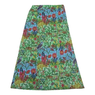 PLEATS PLEASE プリーツプリーズ イッセイミヤケ スカート × NATHALIE LETE ナタリーレテ 06SS PP61-JG545 プリーツ加工 転写 フラワー 総柄 スカート グリーン系 1【美品】【中古】