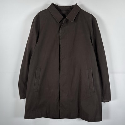 古着 バーバリー BURBERRY 長袖 ステンカラーコート コットン ミドル丈 ジャケット 裏地 ノバチェック イギリス製 L ブラウン メンズ