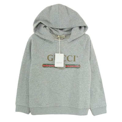 GUCCI グッチ 532484 X9O39 キッズ チルドレンズ ヴィンテージロゴ スウェット シャツ パーカー グレー系 8【極上美品】【中古】