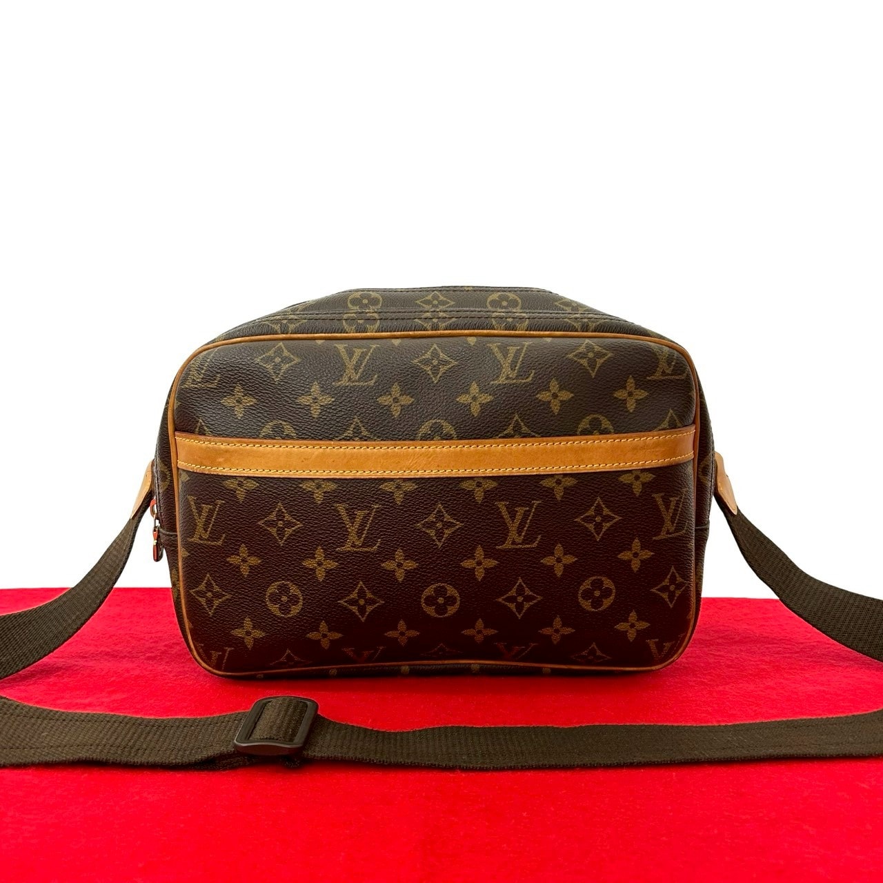 LOUIS VUITTON ルイヴィトン リポーター PM モノグラム レザー PVC ショルダーバッグ ブラウン
 28236