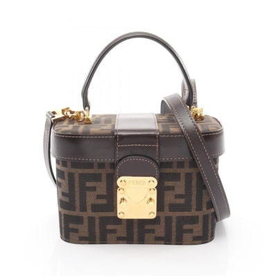 フェンディ FENDI ズッカ ハンドバッグ バッグ キャンバス レザー レディース ブラウン系 【中古】