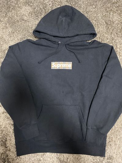Supreme / Burberry Box Logo Hooded Sweatshirt "Black"