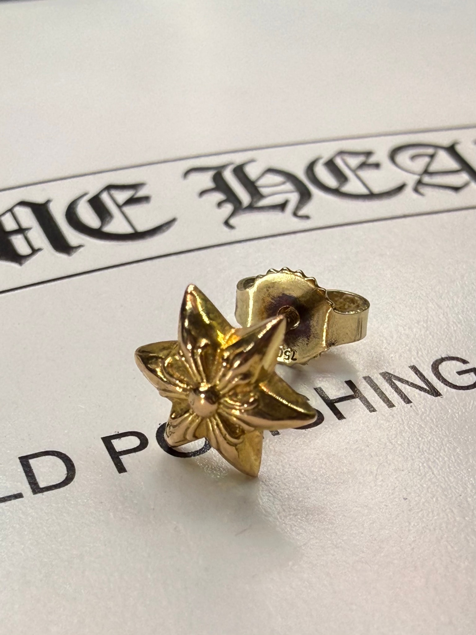 Chrome Hearts 22K Cut Out Star Stud Earrings "Gold"