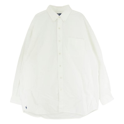POLO RALPH LAUREN ポロ・ラルフローレン 長袖シャツ THE BIG FIT 裾ポニーロゴ刺繍 ボタンダウン オーバーサイズ 長袖 シャツ ホワイト系 LG【中古】