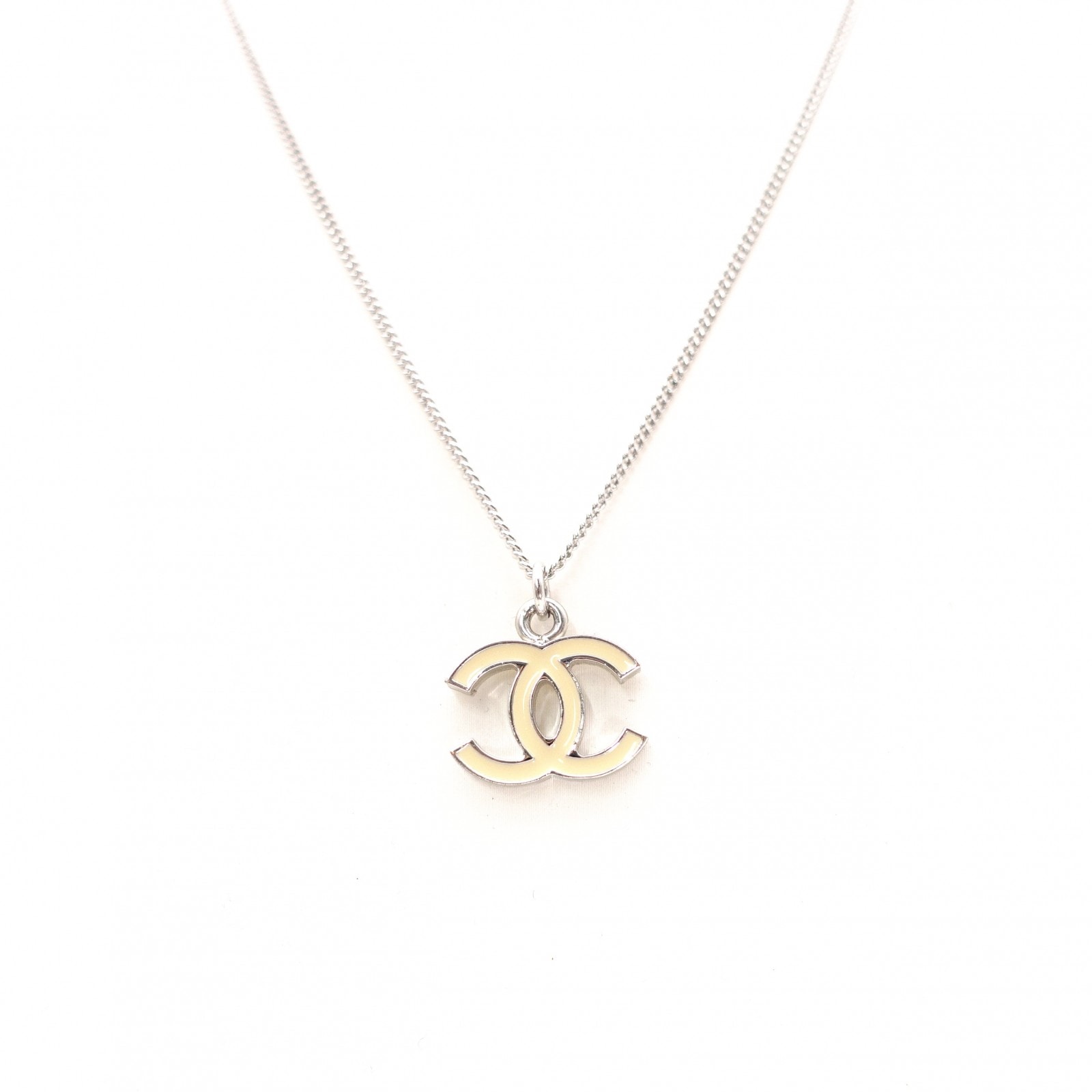 CHANEL シャネル ネックレス CCネックレス シルバー ベージュ