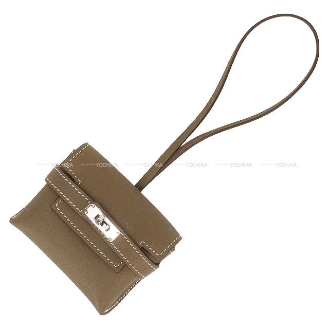 HERMES エルメス バッグチャーム ケリーフェスティバル エトープ (エトゥープ) スイフト シルバー金具 K刻印 新品
