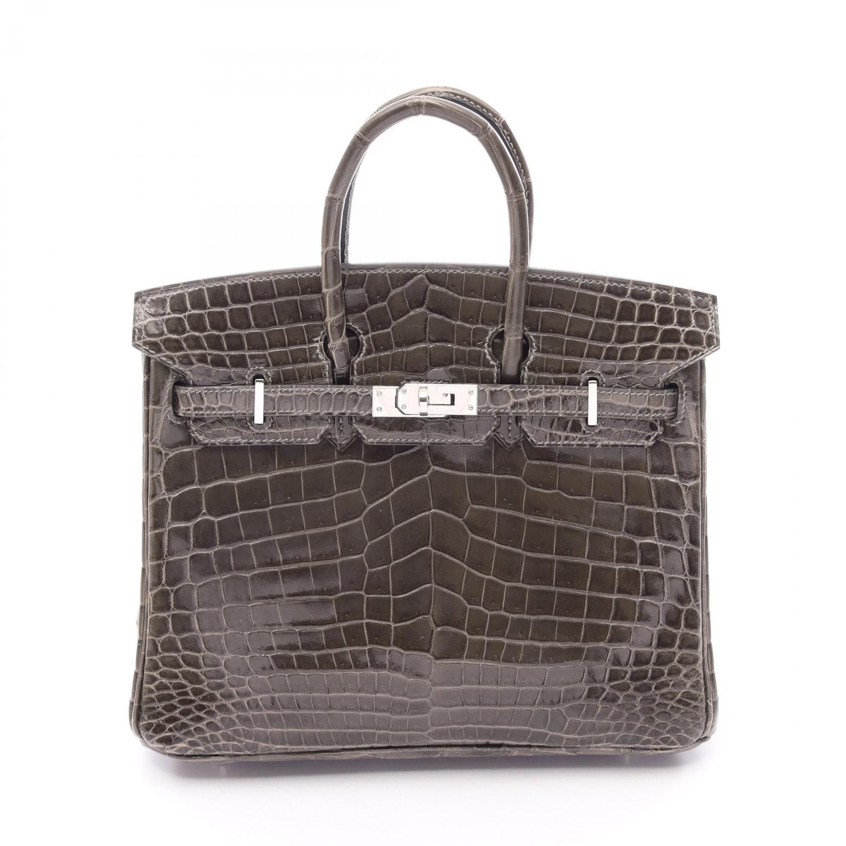 エルメス HERMES バーキン25 グリフォンセ ハンドバッグ バッグ エキゾチックレザー ニロティカスリセ □O刻印(2011年製造) レディース グレー系 【中古】