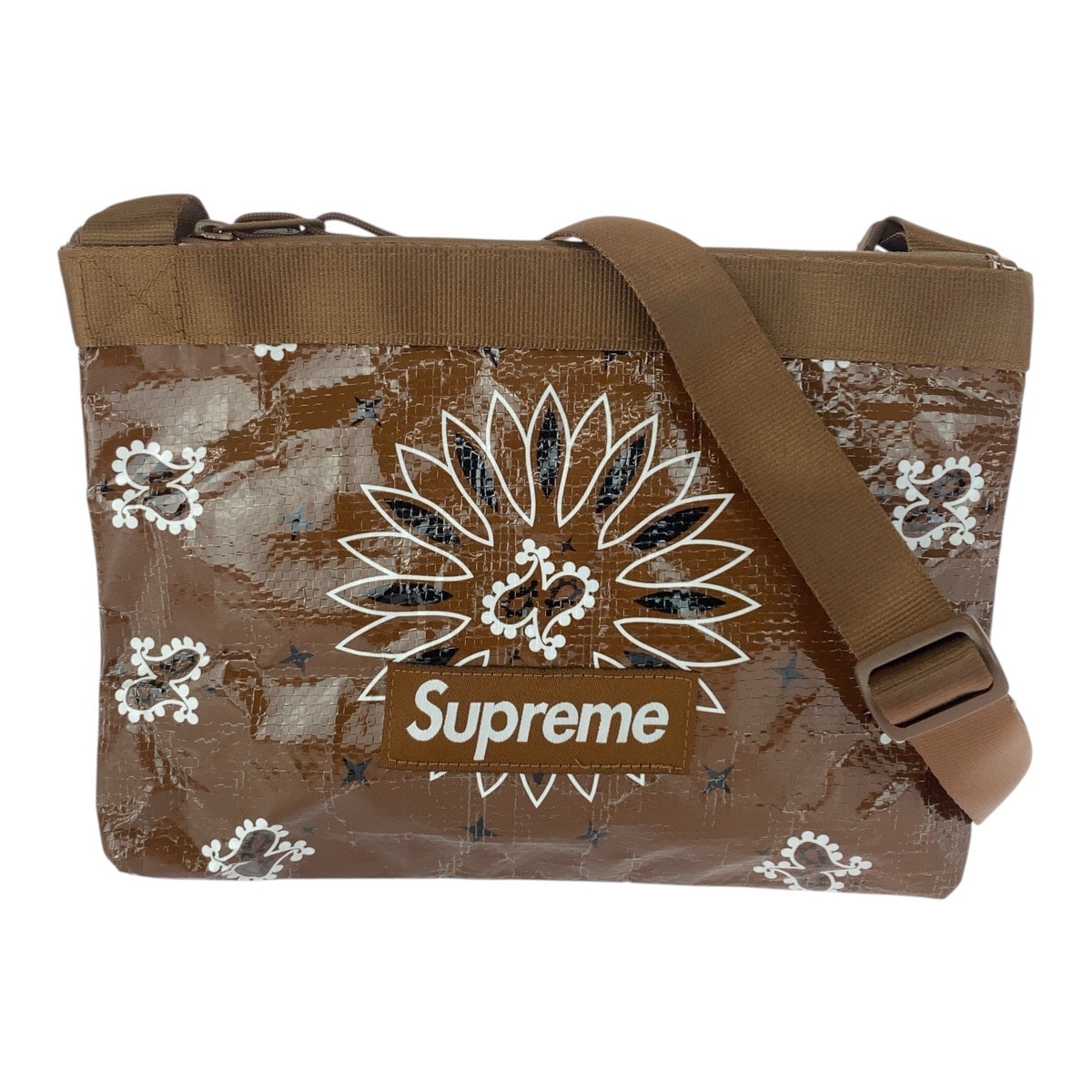 美品 Supreme シュプリーム bandana tarp side bag ブラウン ナイロン ショルダーバッグ ポシェット 601828 【中古】
