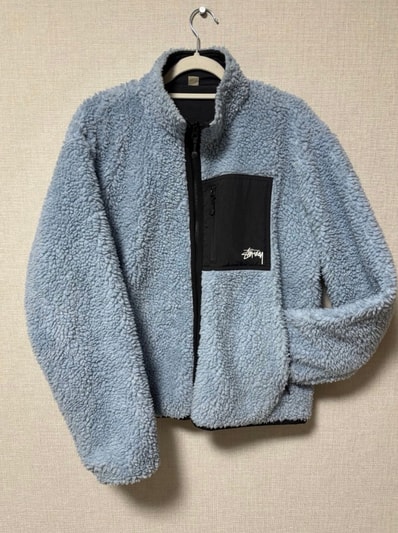 Stussy Sherpa Reversible Jacket "Light Denim"