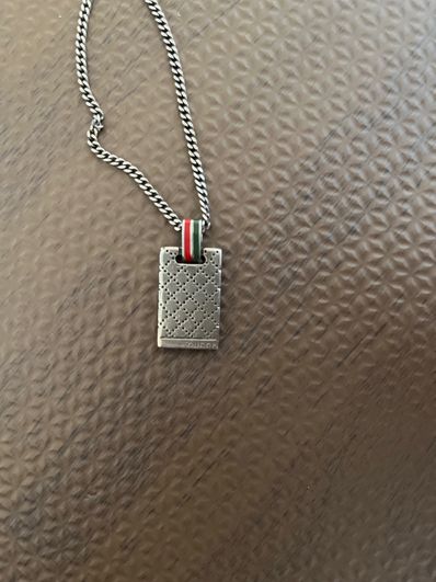 GUCCI Diamante Motif Necklace "Silver/Black"