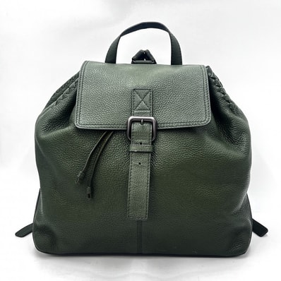 BOTTEGA VENETA(ボッテガヴェネタ)チェルボ バックパック リュックサック モスグリーン レザー メンズ レディース 保存袋付【中古】