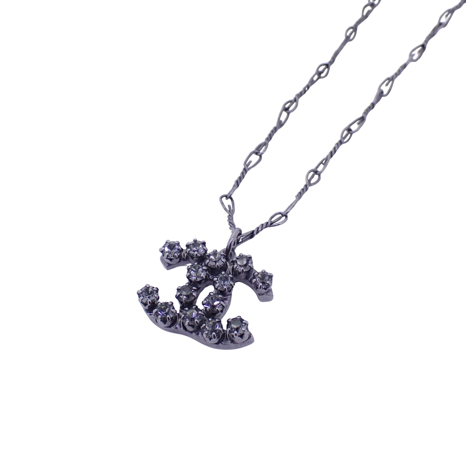 CHANEL シャネル ココマーク ラインストーン 10C ブラック レディース ネックレス