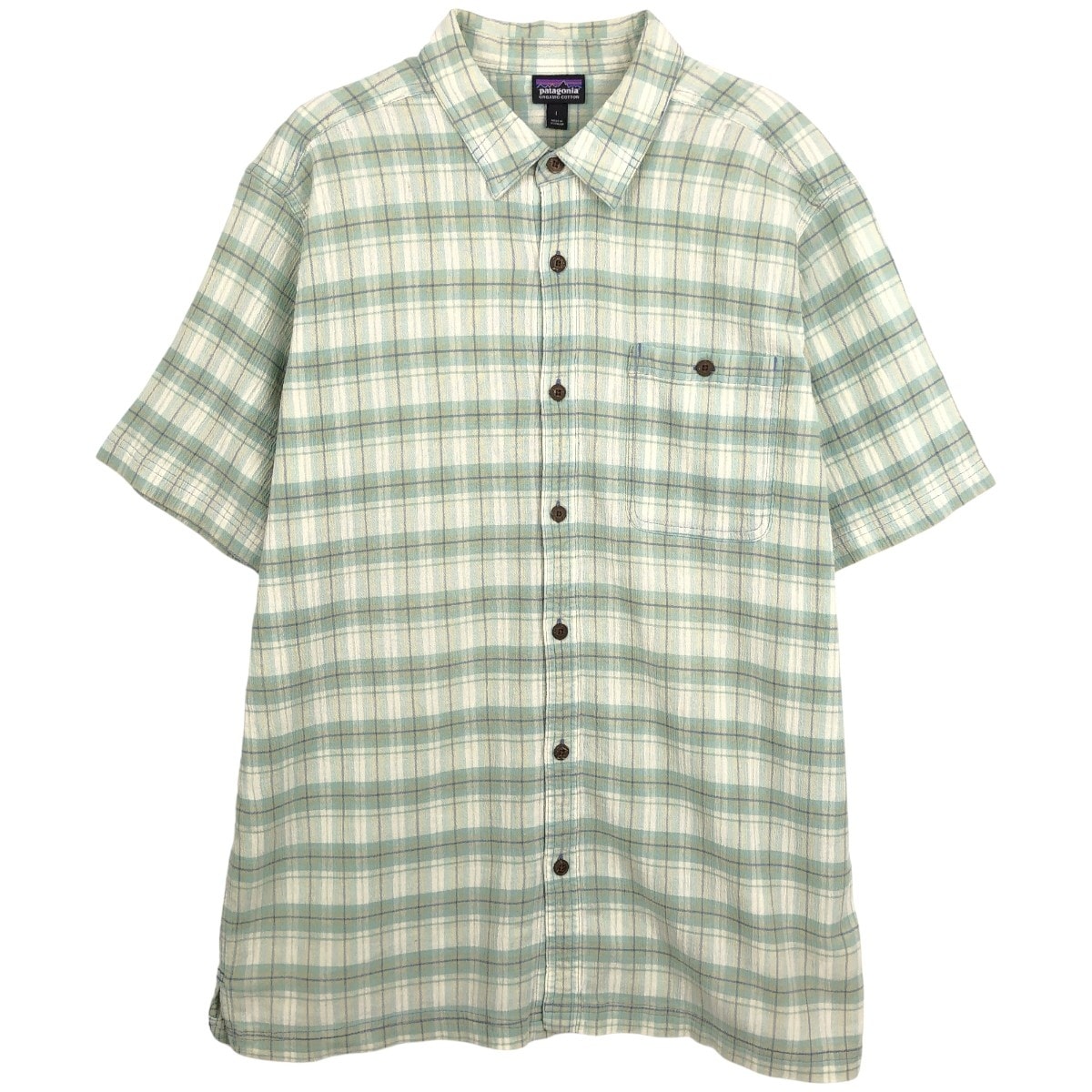 古着 パタゴニア Patagonia ORGANIC COTTON オーガニックコットン 52921SP23 A/Cシャツ 楊柳クレープ 半袖 コットン チェックシャツ ボックスシャツ メンズL相当/eaa670006