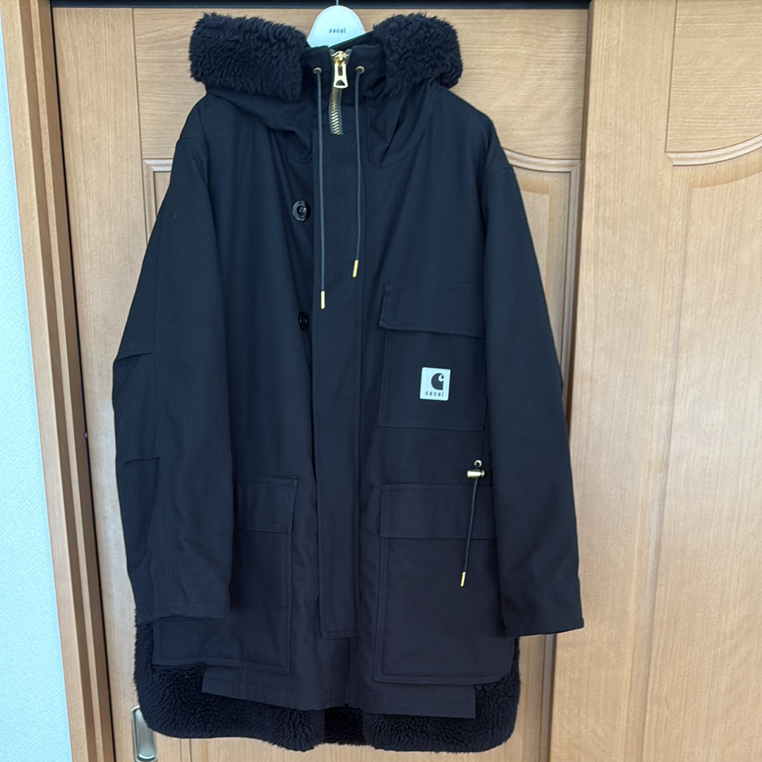 カーハート WIP x サカイ メンズ キャンバス パーカー シベリアン "ブラック"