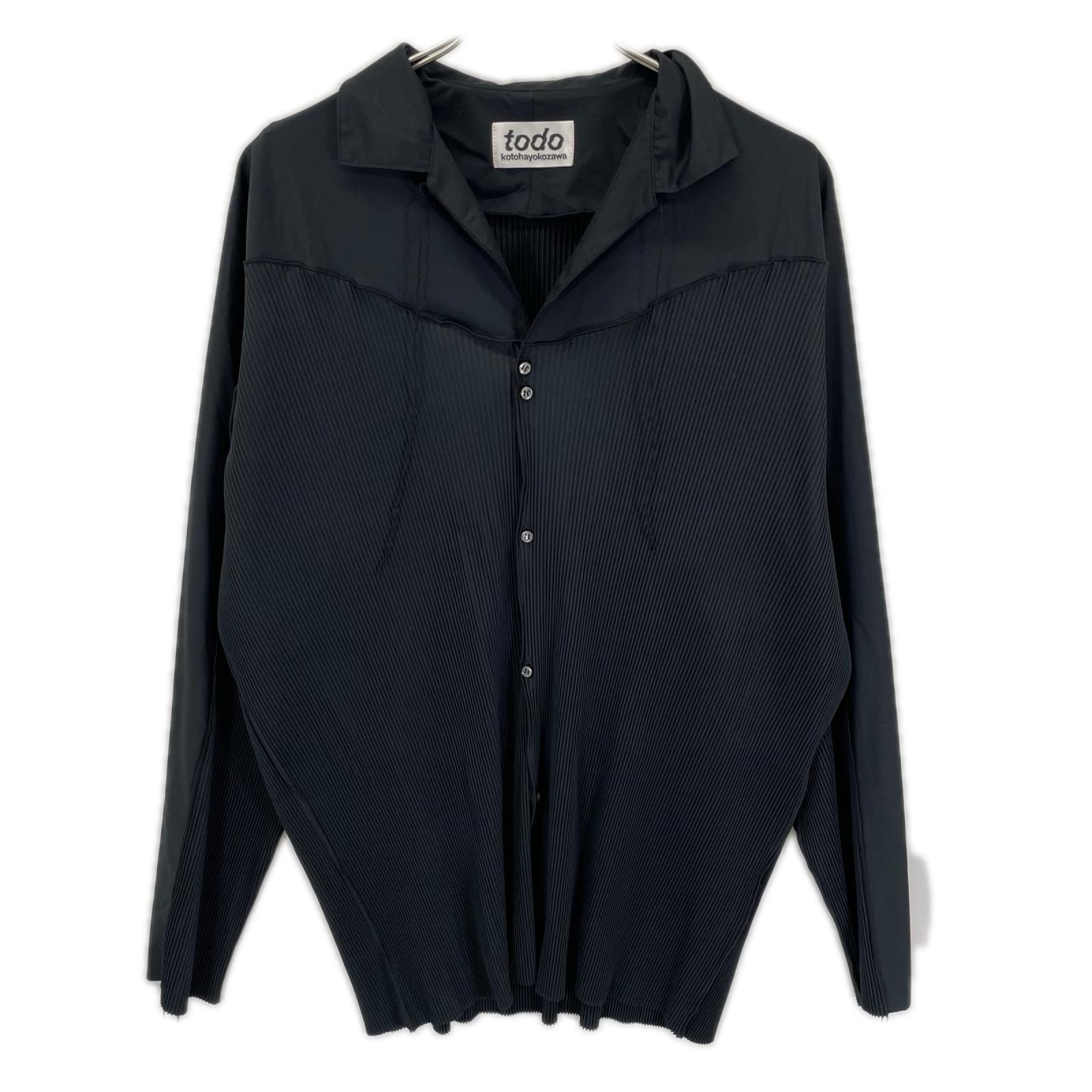 トゥードゥー コトハヨコザワ 23AW ブラック wave shirts プリーツ切替デザイシャツ