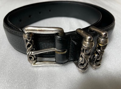 Chrome Hearts 3PC 1.5 Roller Leather Belt "Black/Silver"
