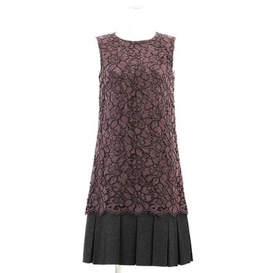 【美品】 ドルチェアンドガッバーナ レース ワンピース レディース バーガンディ グレー 36 DOLCE&GABBANA