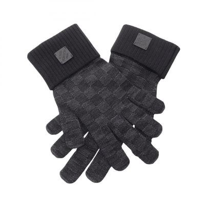 ルイ・ヴィトン LOUIS VUITTON グローブ ネオ プティ ダミエ 手袋 衣料品 ウール レザー メンズ ブラック系 / グレー系 M77992 【中古】