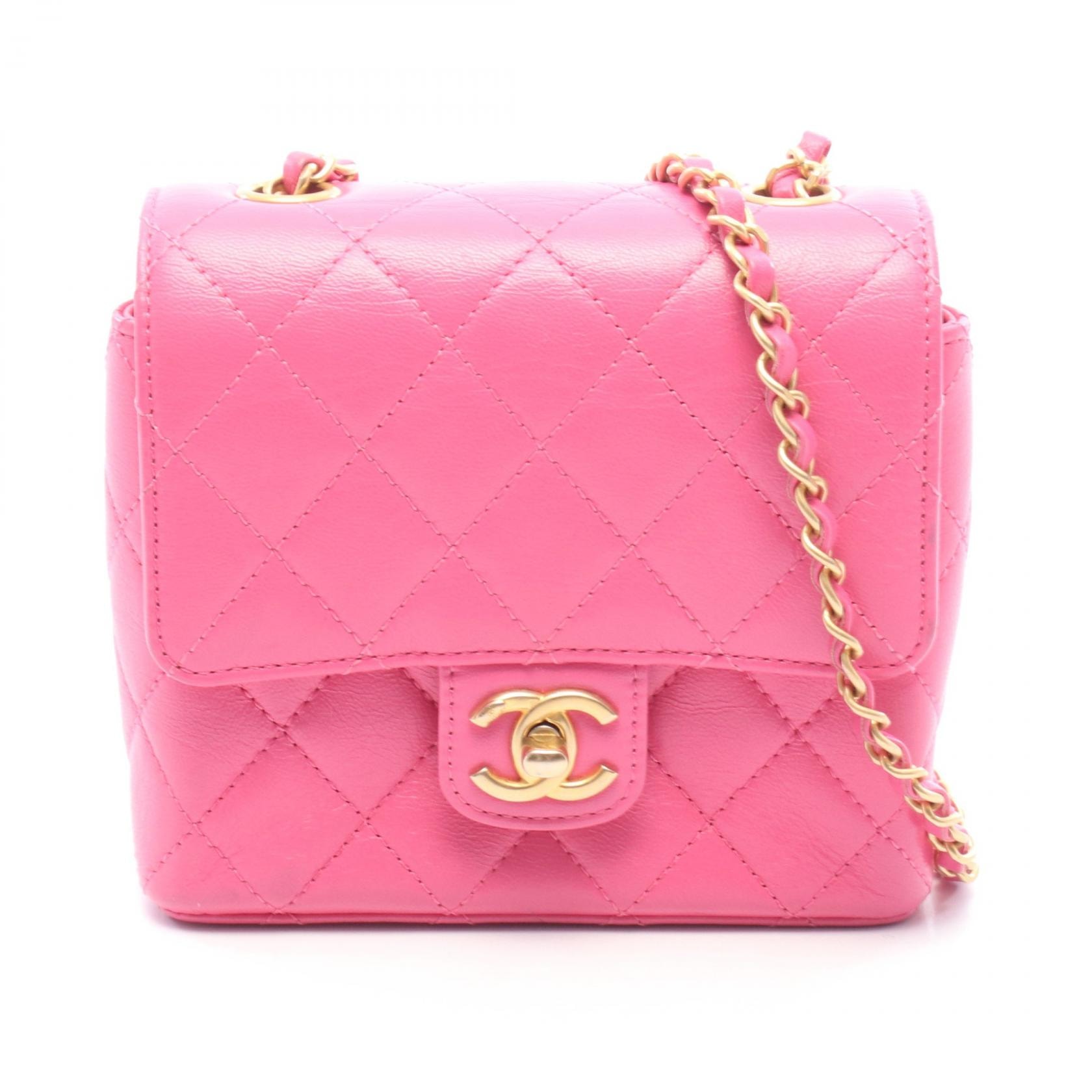 シャネル CHANEL マトラッセ スモールフラップ ショルダーバッグ バッグ レザー レディース ピンク系 【中古】