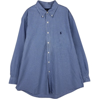 古着 ラルフローレン Ralph Lauren CUSTOM FIT ギンガムチェック 長袖 ボタンダウンチェックシャツ メンズL相当/eaa629090