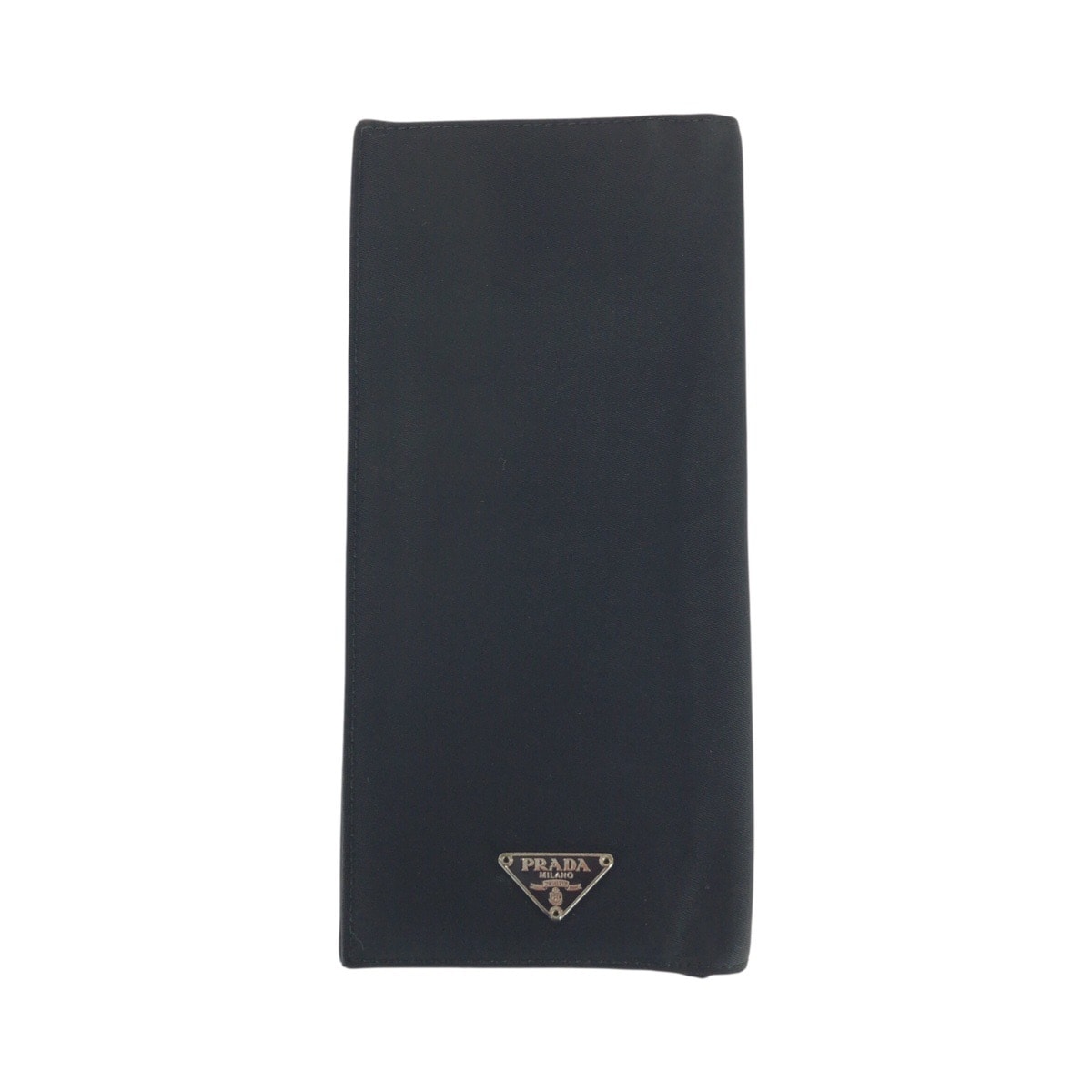 PRADA プラダ テスート 三角ロゴプレート ブラック 黒 シルバー金具 ナイロン レザー/ 長財布 ロングウォレット 506577 【中古】