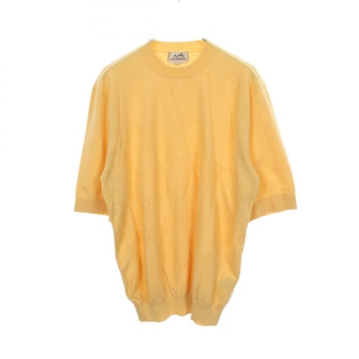 エルメス HERMES Selles en Fragments 半袖 ニット 衣料品 トップス コットン メンズ イエロー系 【中古】