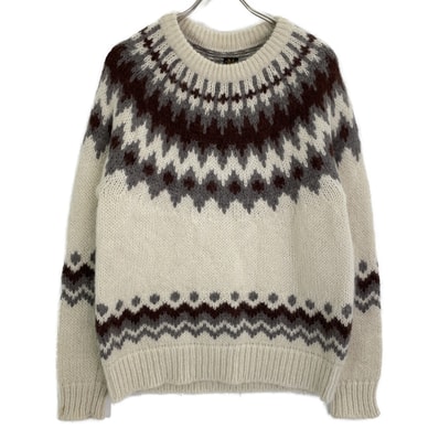 バトナー BN-20FM-052 アイボリー ウール混 クルーネック ノルディックモヘアニットプルオーバー 1