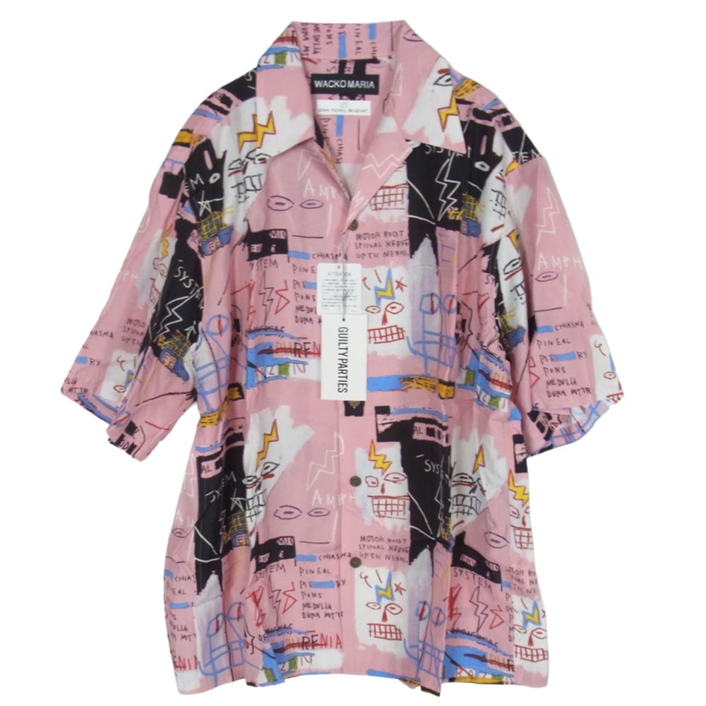 WACKO MARIA ワコマリア 26SS BASQUIAT-WM-HI27 JEAN MICHEL BASQUIAT S/S TYPE-3 ジャン ミシェル バスキア ハワイアン アロハ 開襟 オープンカラー 半袖 シャツ M【未使用】【中古】