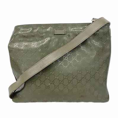 ★SALE【6da0594】グッチ ショルダーバッグ GGインプリメ 201446 PVC モスグリーン シルバー金具【中古】レディース