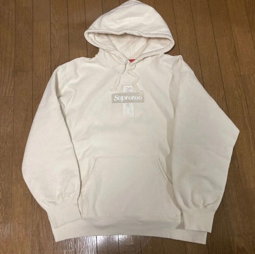 Supreme Cross Box Logo Hooded Sweatshirt "Natural"