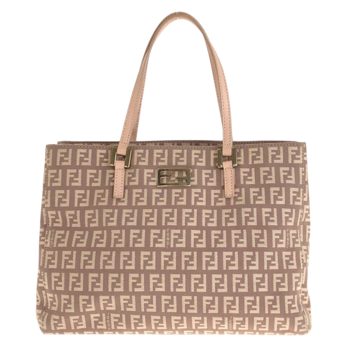 美品 FENDI フェンディ ズッカ柄 ピンク サーモンピンク ゴールド金具 キャンバス レザー/ トートバッグ ハンドバッグ 600600 【中古】