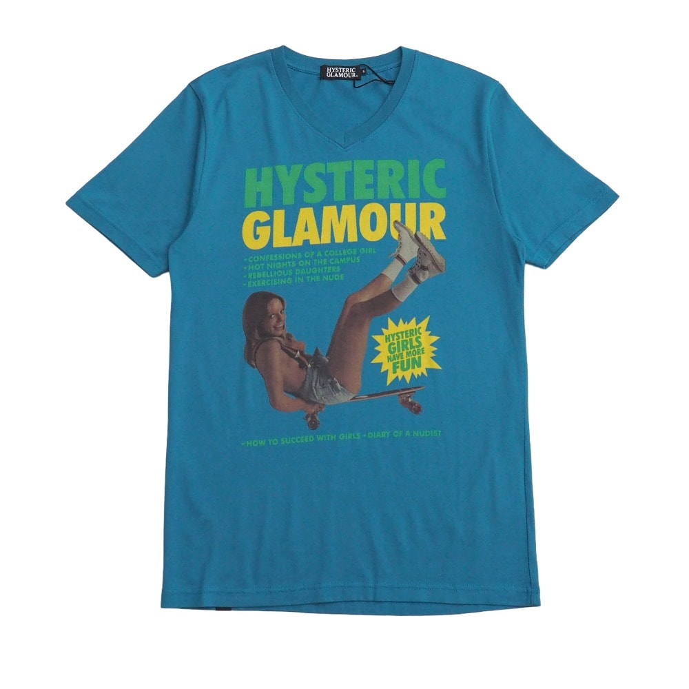 ■未使用品■HYSTERIC GLAMOUR ヒステリックグラマー 半袖Tシャツ サイズS Vネック グラフィック プリント 20261009/RB1282