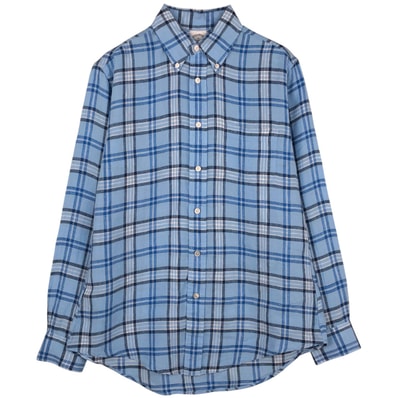 古着 ブルックスブラザーズ Brooks Brothers Est.1818 REGENT チェック柄 長袖 リネン ボタンダウンシャツ メンズM相当/rab181149