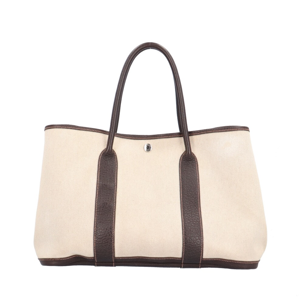 エルメス ガーデンパーティPM トートバッグ トワルアッシュ ベージュ レディース HERMES 中古