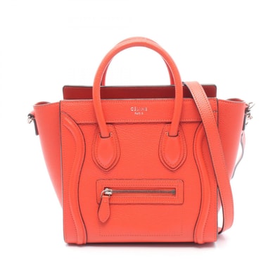 セリーヌ CELINE ラゲージ ナノショッパー 2WAY ハンドバッグ バッグ レザー レディース レッド系 【中古】