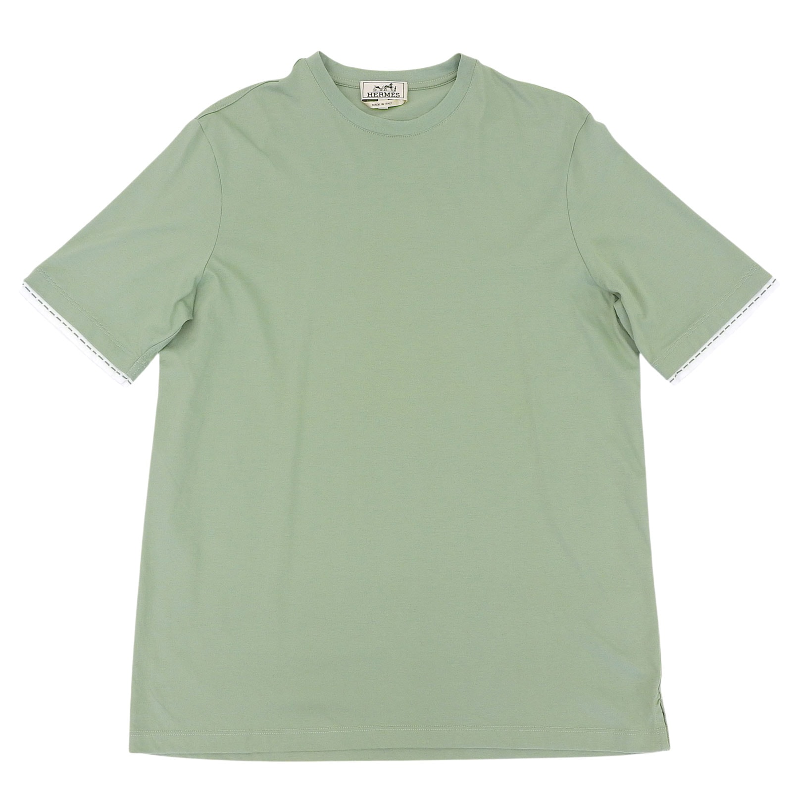 美品 エルメス 半袖Tシャツ グリーン メンズ M コットン100%